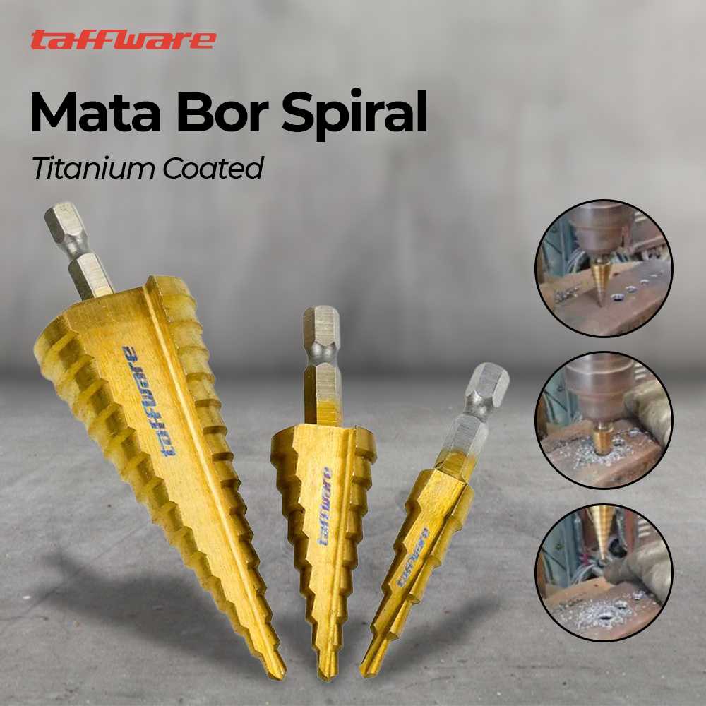 (BISA COD) FTIHSHP  Mata Bor Spiral Titanium Coated 3 PCS