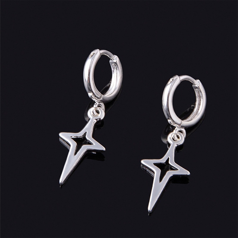 1pasang Anting Bintang Salib Anting Hip-Hop Mewah Ringan Baru Untuk Anak Laki-Laki Dan Perempuan