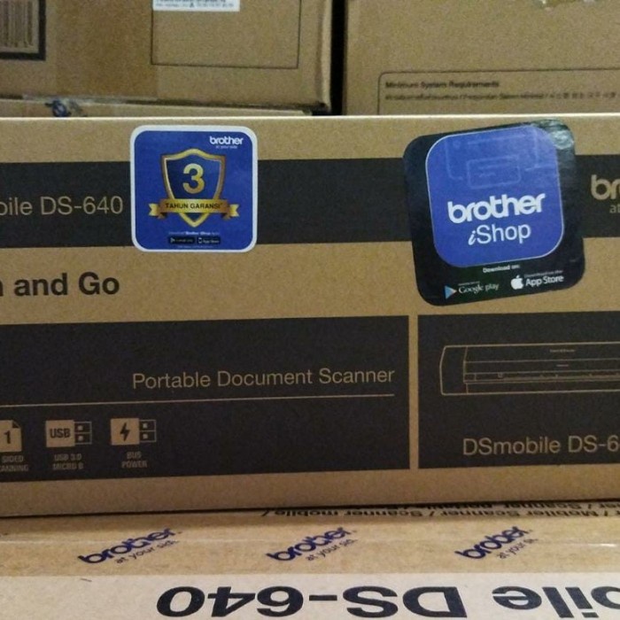 SCANNER BROTHER DS-640 / DS640 8PPM COMPACT MOBILE DOCUMENT SCANNER PORTABLE ID - GARANSI RESMI