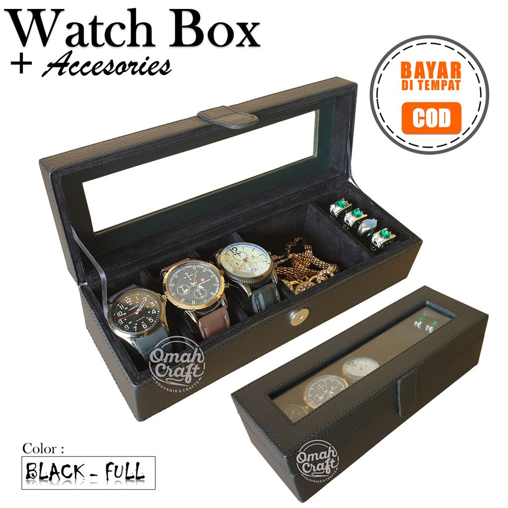 Diskon 50% Tempat Jam Tangan isi 3 Mix Perhiasan Kotak Cincin Kalung Emas