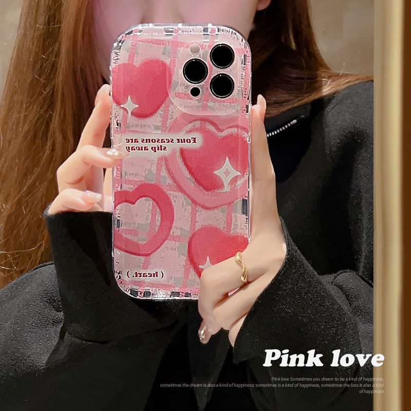 IPHONE Shockproof Airbag Silikon Soft Case Iphone 14 Plus Kasing Iphone 11 12 13 14 Pro Max Sarung Cewek Rose red Love Bumper