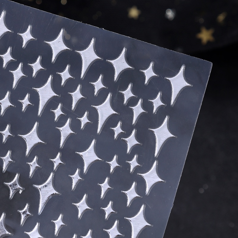 Simple Silver Star Manicure Sticker/3D Realistis Laser Flash Self-adhesive Style Nail Decal Aksesoris