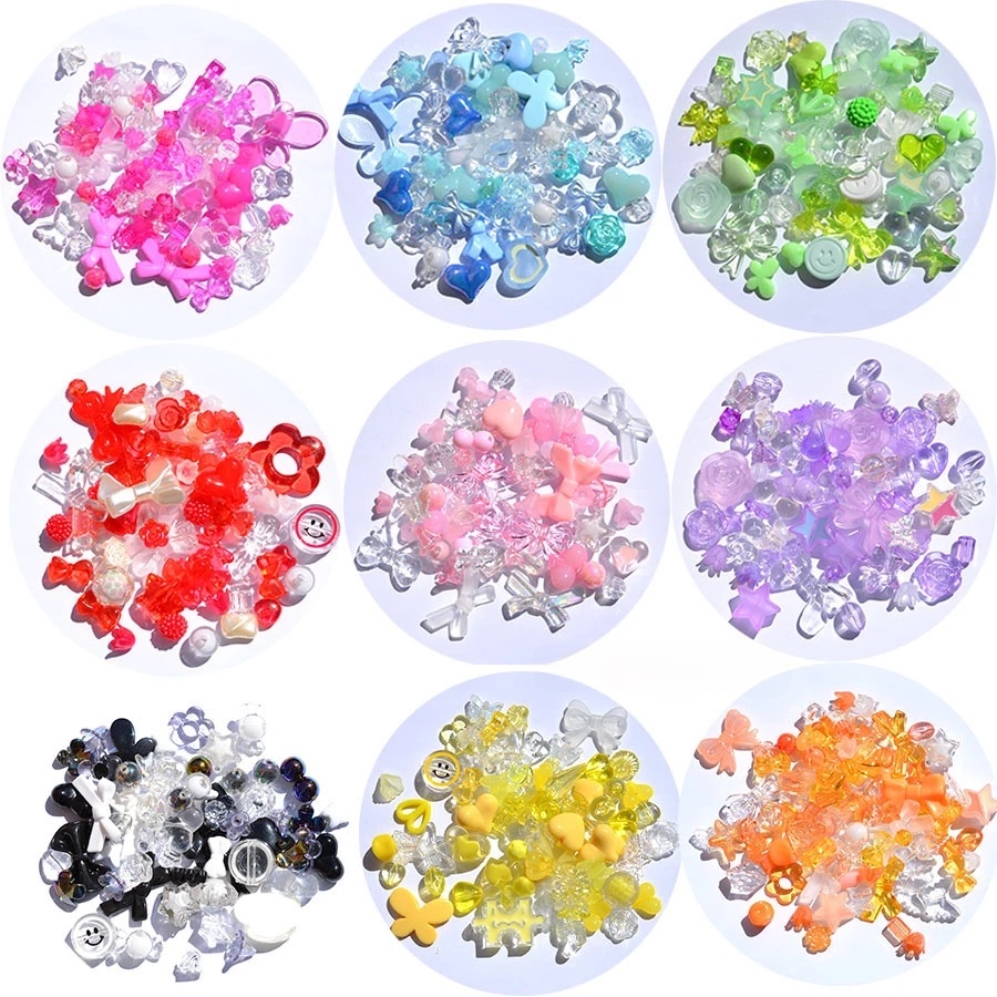 1pak/50g Warna Akrilik Transparan Gelang Gantung Manik-Manik Diy/30-50 Pcs Manik-Manik Campur Warna Sama/Tas Bahan Perhiasan Untuk Liontin Diy &amp; Rantai &amp; Kalung Ponsel