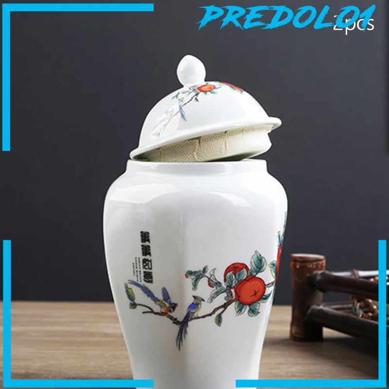 [Predolo1] Ceramic Ginger Jar Tea Storage Jar Vas Bunga Hias Tea Tin Dengan Tutup