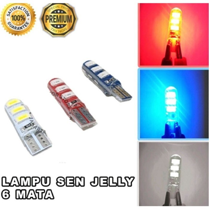 Lampu LED T10 gel jelly silicon / Sein Senja T10 Silicon Jelly LED uni - Putih lampuu