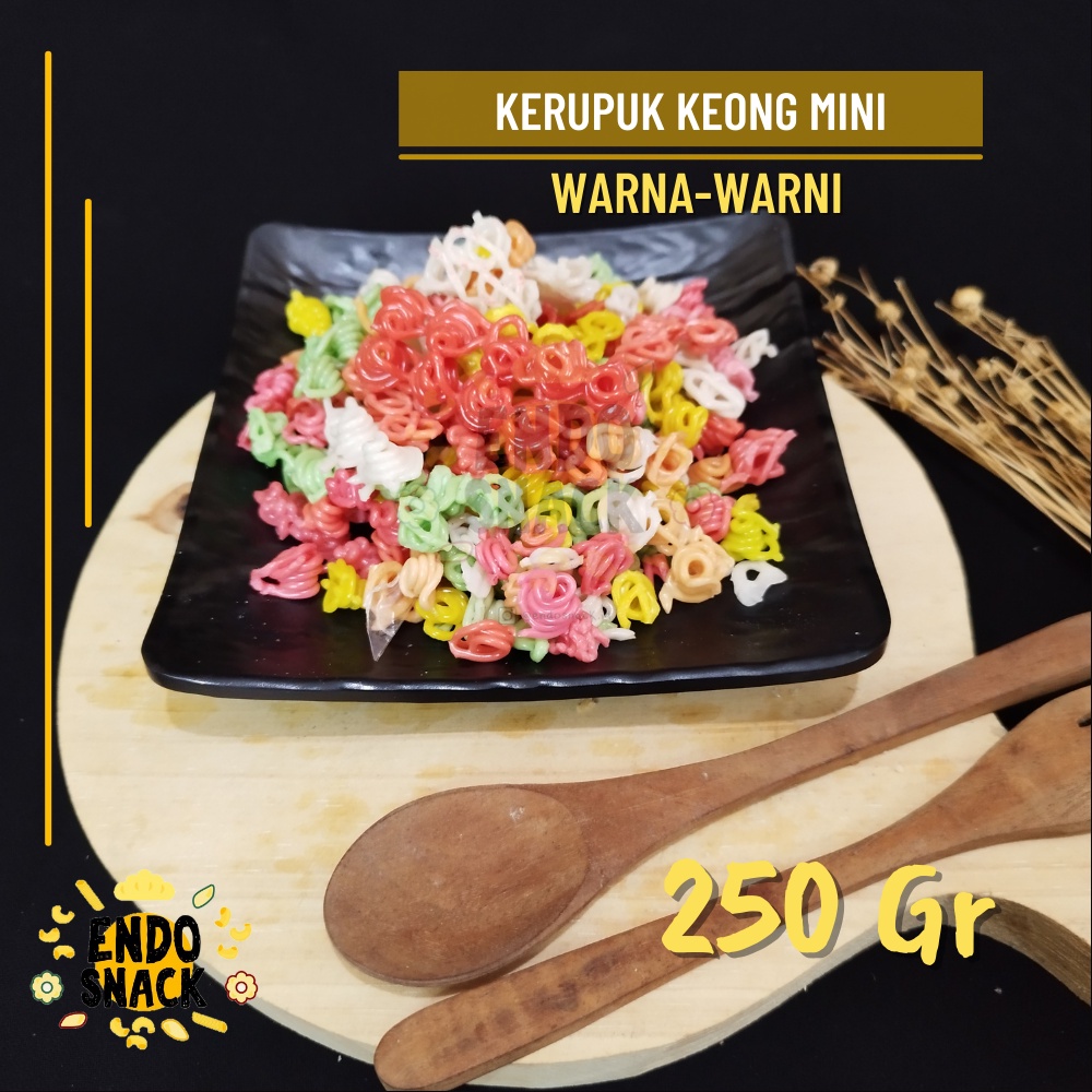 KERUPUK KEONG MINI KECIL  250 Gram WARNA WARNI, Untuk Seblak, digoreng