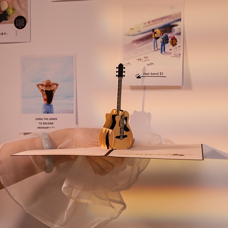 Kartu Ucapan Gitar 3D Kartu Ulang Tahun Kartu Kertas Ukiran Tangan Kreatif Hadiah Kartu Pesan Liburan Wisuda