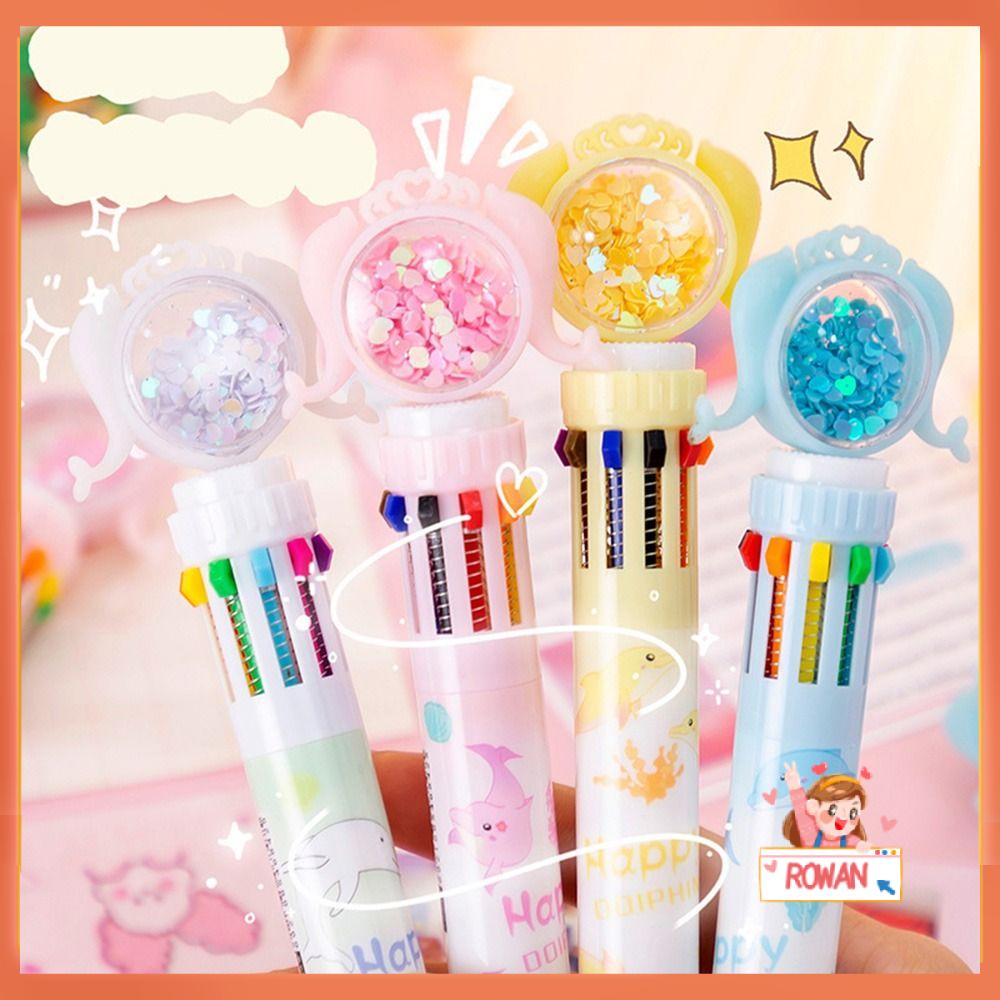 R-flower 10warna Bolpoin Kupu Lucu Colorful Refill Rollerball Pen