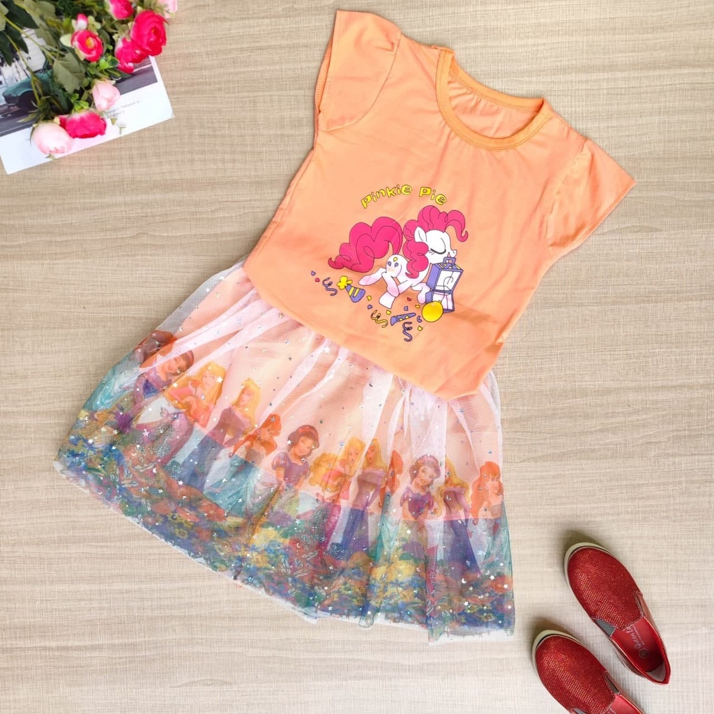 Setelan Anak Tutu Import Dres Dress Stelan Lucu Impor Poni Unicorn My Little Cotton Katun 2-4 Tahun