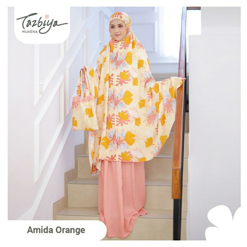 Mukena Tazbiya Cantik/Mukena Tazkia Jumbo Dewasa Katun Rayon Motif Amida Pink/Blue/Orange