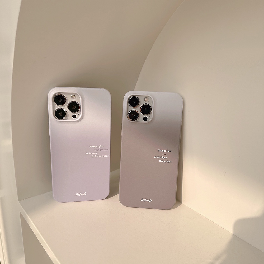Ins Awan Abu Taro Ungu Gradien Hard Shell Fotografi Film Case Untuk Iphone SE 2020 7 /8 Plus 14x XR XM 11 12 13 PRO MAX Casing Cover Pelindung AT0091