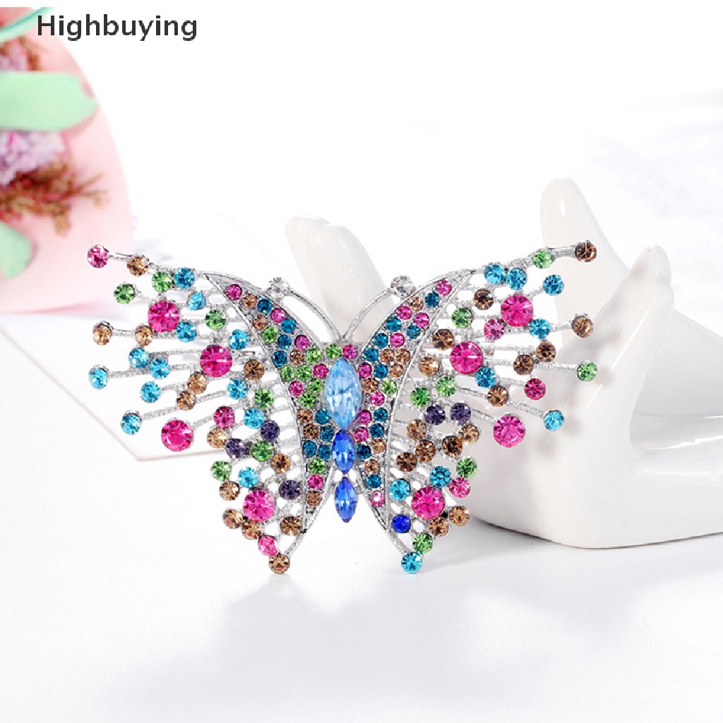 Hbid Bros Kupu-Kupu Berlian Imitasi Warna-Warni Untuk Wanita Lucu Serangga Coat Brooch Pins Glory