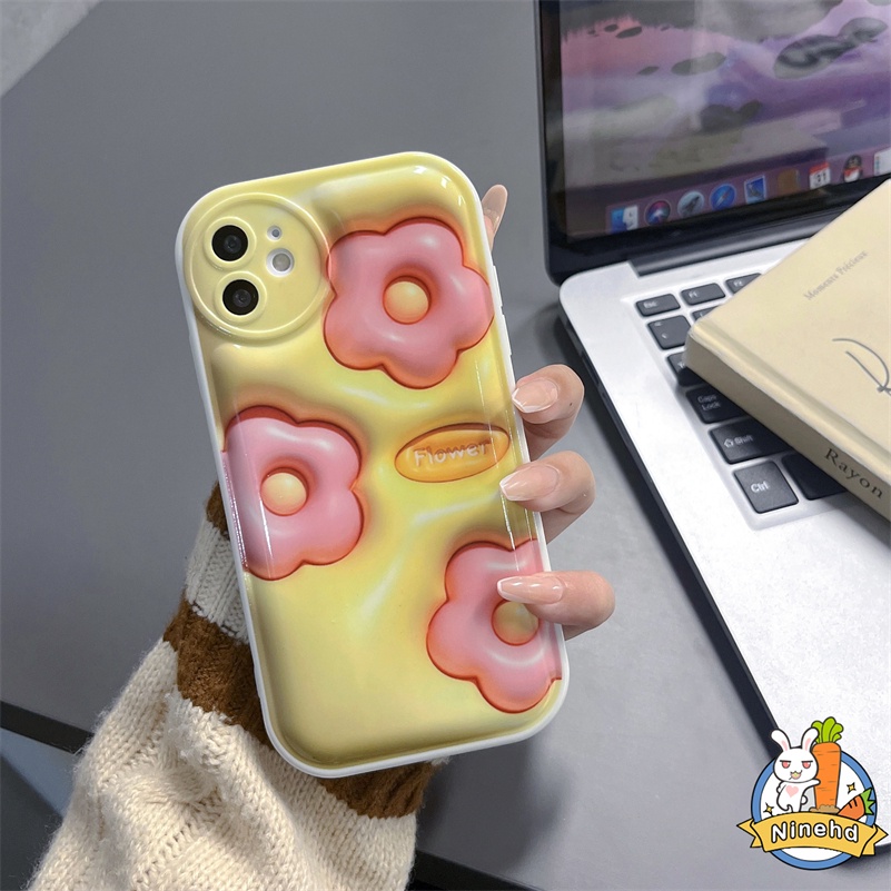 IPHONE Casing Kompatibel Untuk Iphone14 13 12 11 Pro Max X Xr Xs Max8 7 6 6s Plus SE 3D Vision ins Korea Lukisan Minyak Telepon Case Bantal Udara Shockproof Silikon Soft Case Cover Pelindung