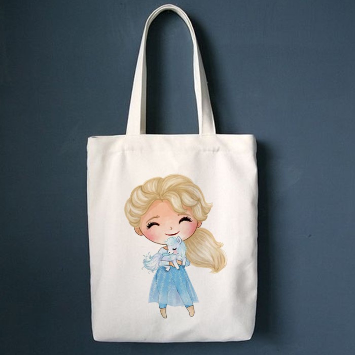 Promo - Totebag Tote Bag Kanvas Disney Princess Lucu Goodie Bag Ulang Tahun - ELSA FROZEN - Sedia ta