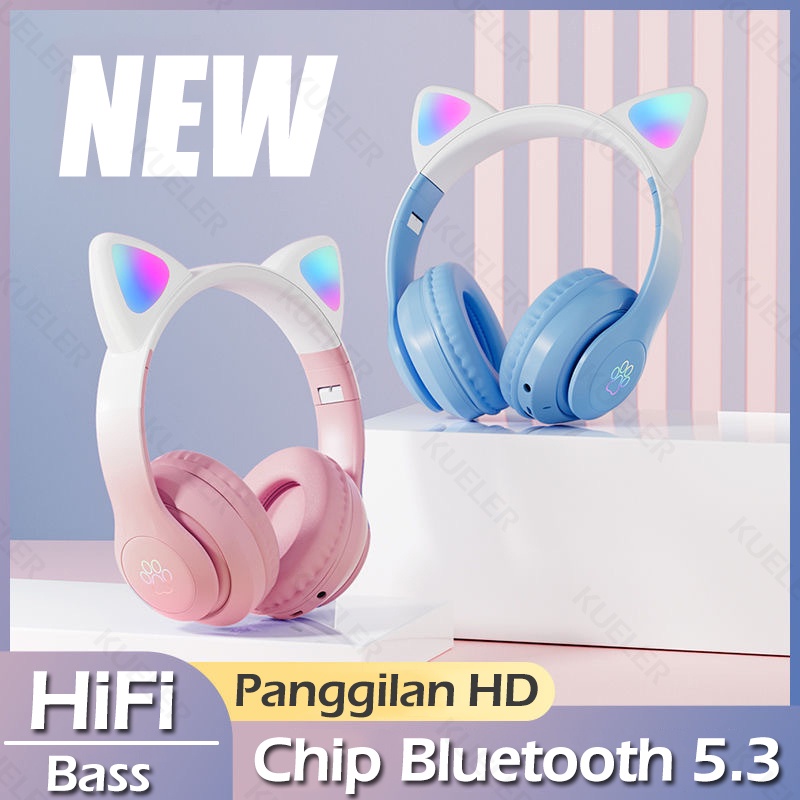 LED Color Light Cute Cat Ear Headphone with Mic STN-28 Pro Foldable Wireless Headphones Bluetooth Earphone HiFi Stereo Headset Bluetooth Headset Gaming No Delay Headphone Bluetooth