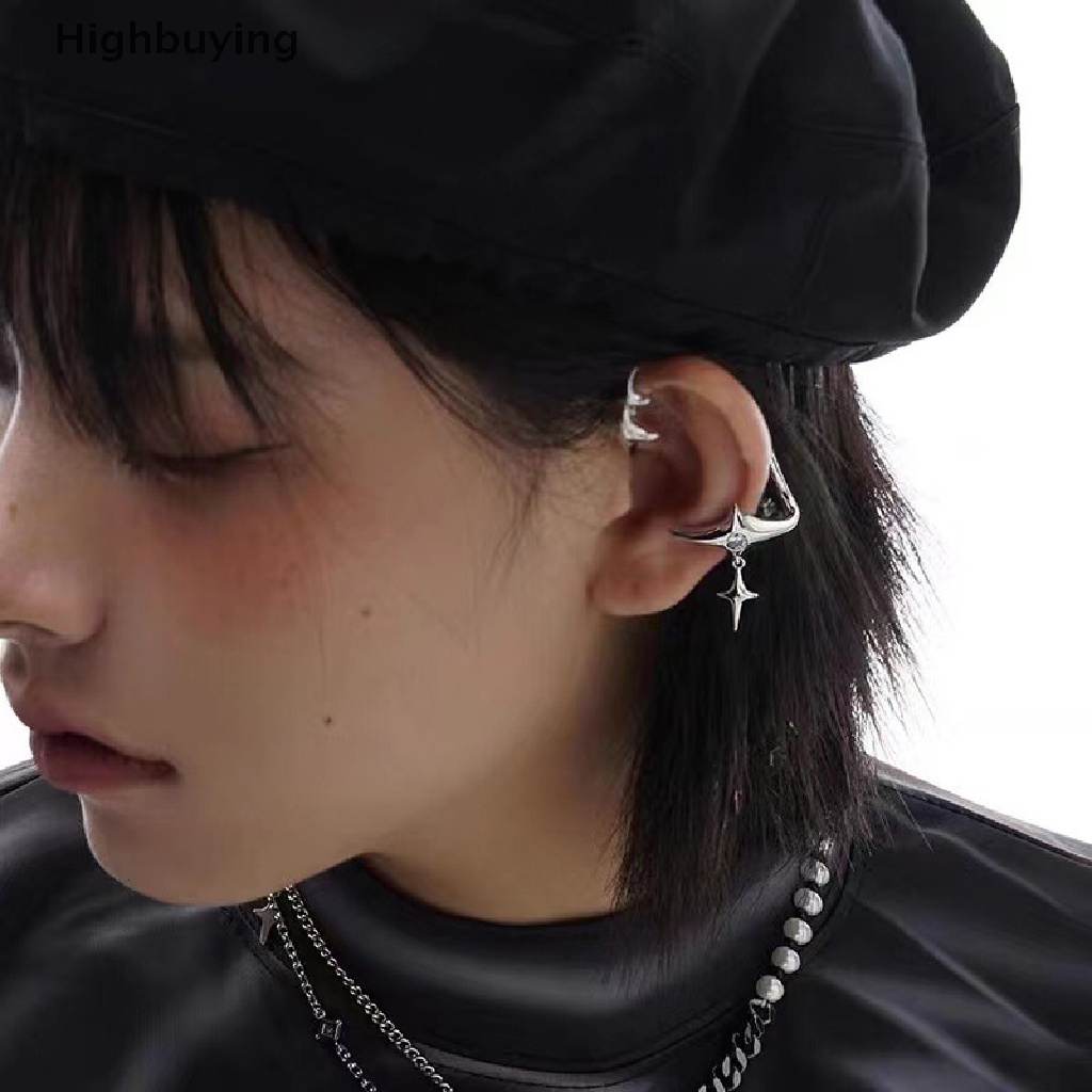 Hbid 1pasang Fashion Warna Perak Bintang Klip Telinga Manset Anting Untuk Wanita Zirkon Ada Trendi Klip Telinga Gothic Tidak Teratur Earcuff Earring Perhiasan Glory