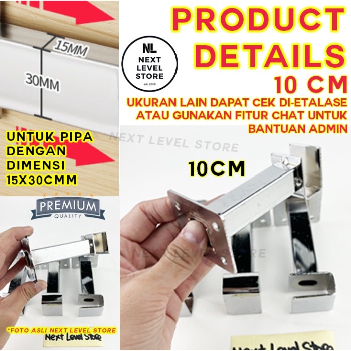 10 CM - Wall Hanging Rail Support Single Hook Kotak Cantolan Pipa 10cm