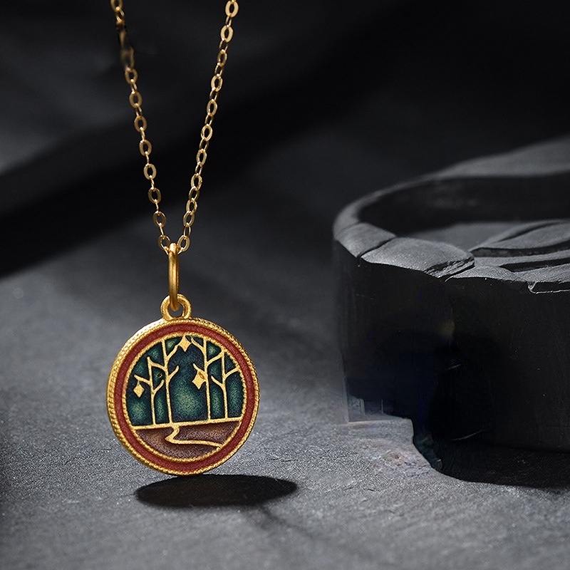 Goldkingdom Fashion Perhiasan Aksesoris Ready Stock Kuno Perancis Membakar Biru 3D Rusa Natal Elk Satu Rusa Memiliki Transfer Anda Mutiara Pasir Berlapis Emas Asli Kadar 375 Gelang Liontin Wanita Emas Asli Kadar 375