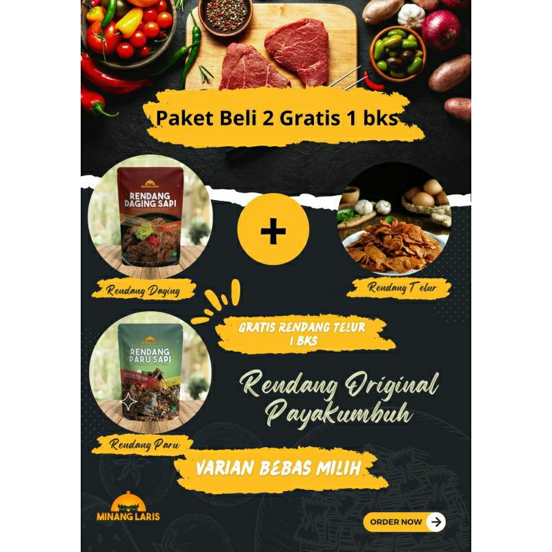

Rendang Minang Laris Beli 2bks + Gratis 1Bks Rendang Telur Krispi