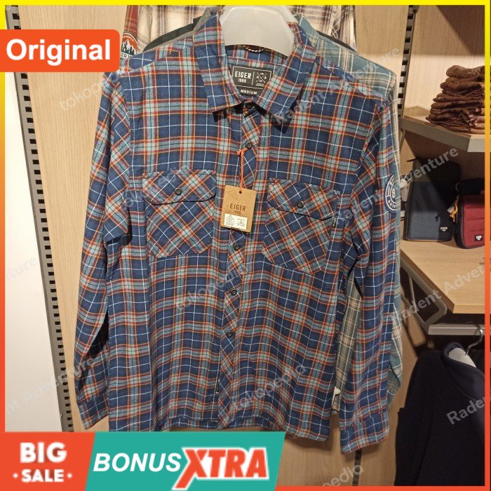 Kemeja Flannel EIGER1989 MYRTLE SHIRT Navy 91000 6745 Original Cowok Bdg