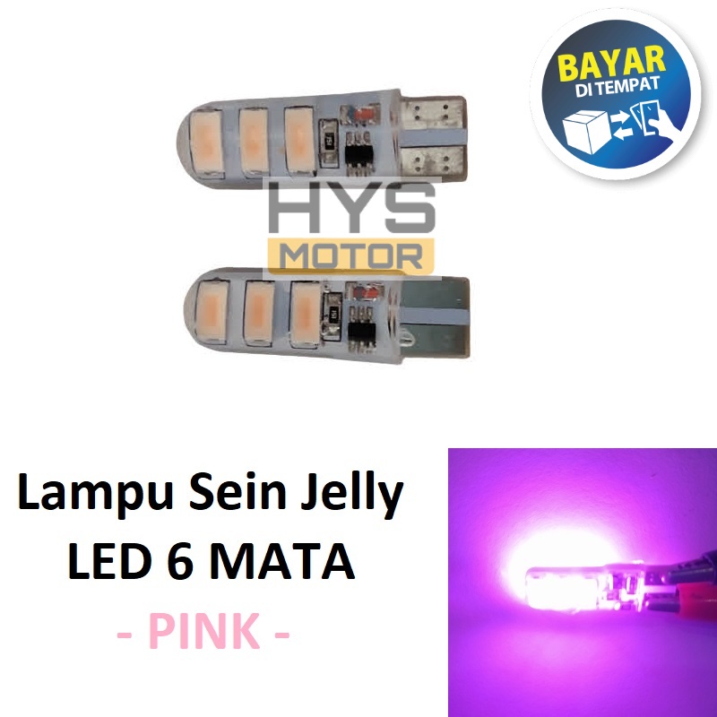 HYS Lampu Senja Sein Jelly T10 6 LED Sepasang Universal Sepeda Motor dan Mobil Kedip Otomatis Tanpa 