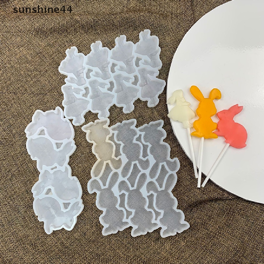 Sunshine Cetakan Silikon Lolipop Easter Bunny Kelinci Snowmen Chocolate Candy Mould ID