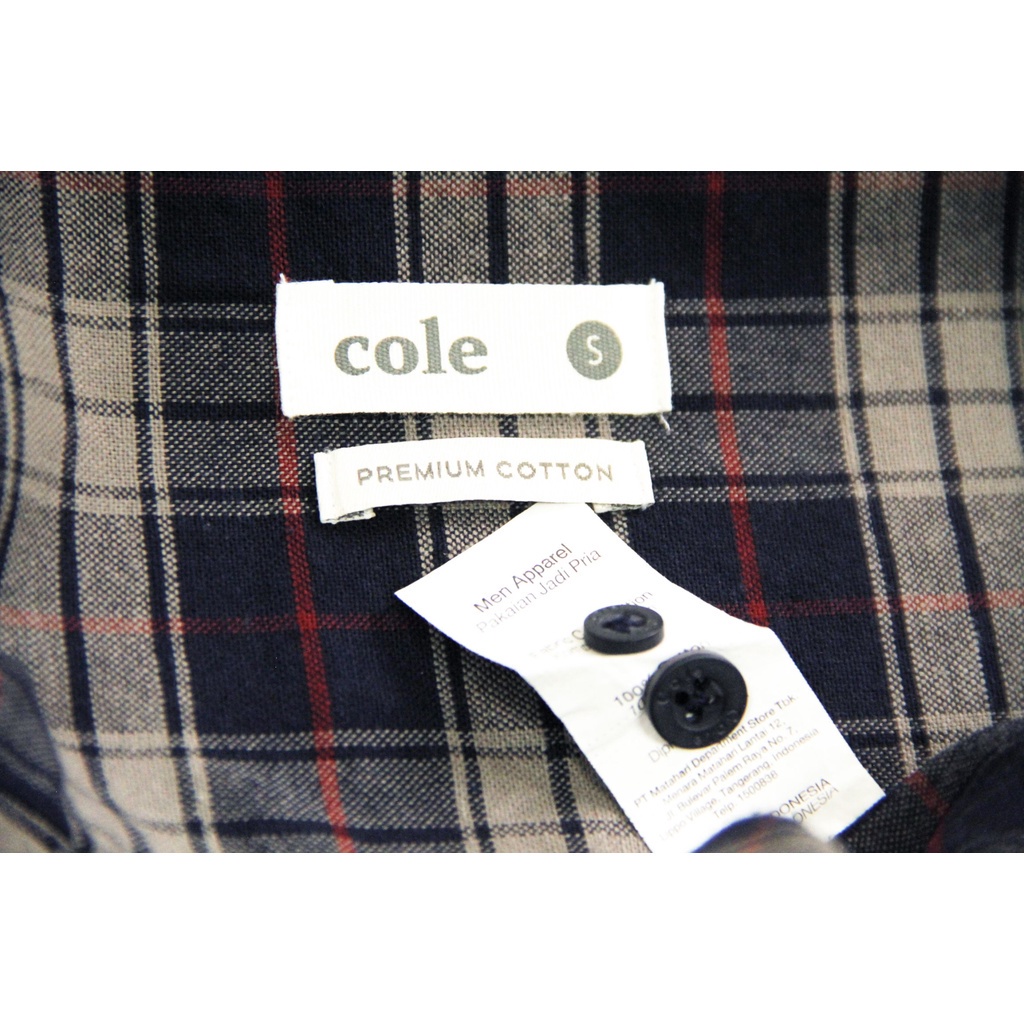 [COD] Baju Kemeja Cole Code 37 Casual Lengan Panjang Reguler Fit Navy Abu Abu Pria Motif Kotak-kotak | Kemeja Original 100% Brand Matahari Big Size Kasual Kesual