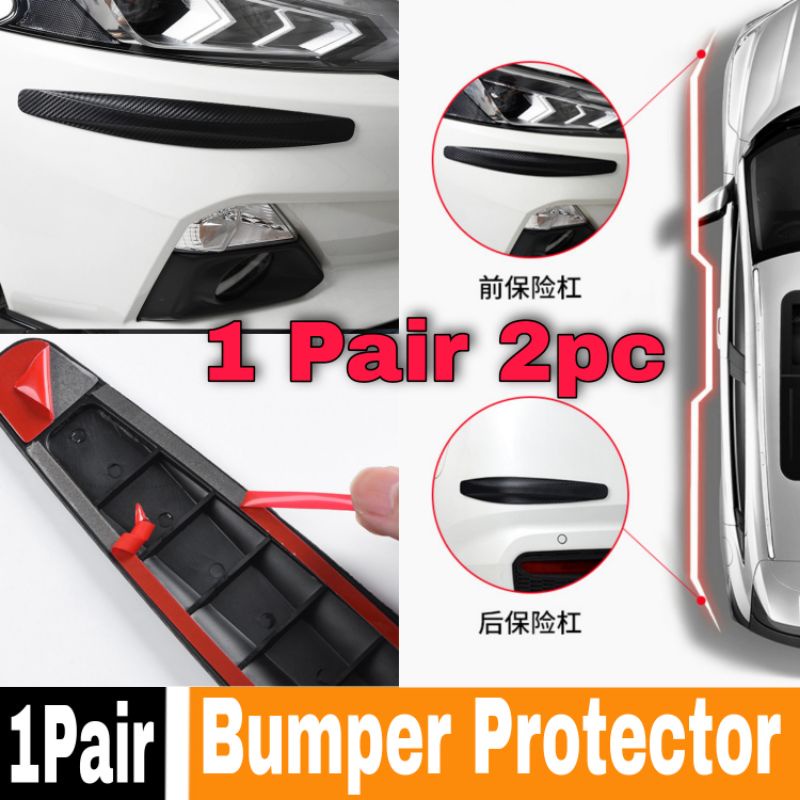 2pc Car Bumper Guard Protector 3d Carbon Rubber Mobil Accessories