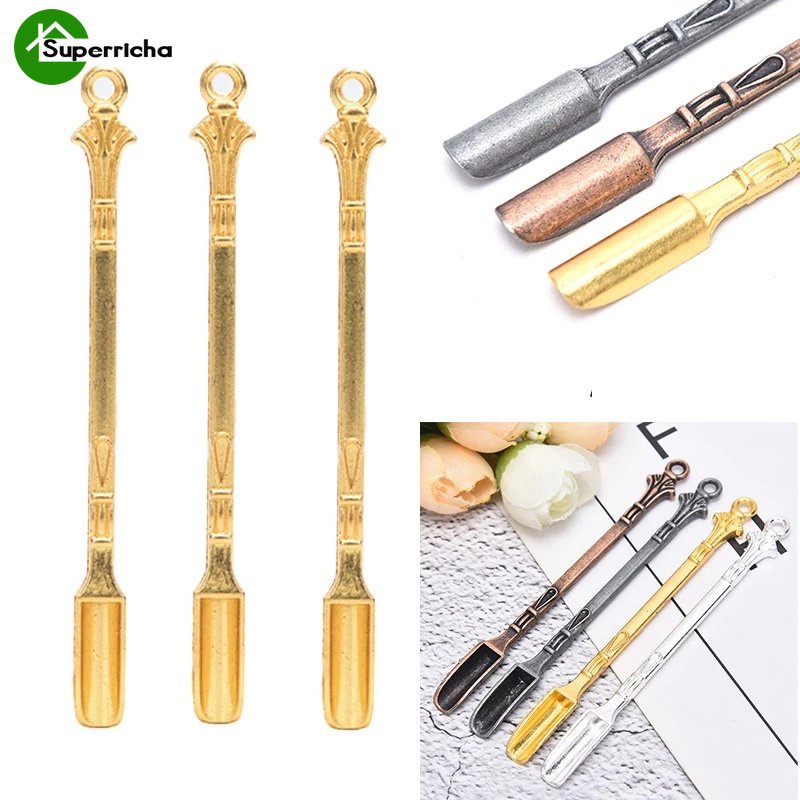 1pcs Sendok Stainless Steel Mini Sendok Emas Aduk Kopi/Teh Sniffer Rasa Bau/Gold Ornamen Peralatan Makan Desain Novel/Sendok spatula Asap Dengan Cincin/Sendok Mungil