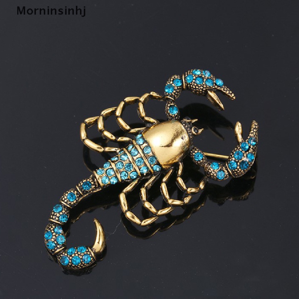 Mornin 1pc Bros Scorpion Dengan Berlian Imitasi Gold Alloy Brooch Pin Vintage Kristal  Id