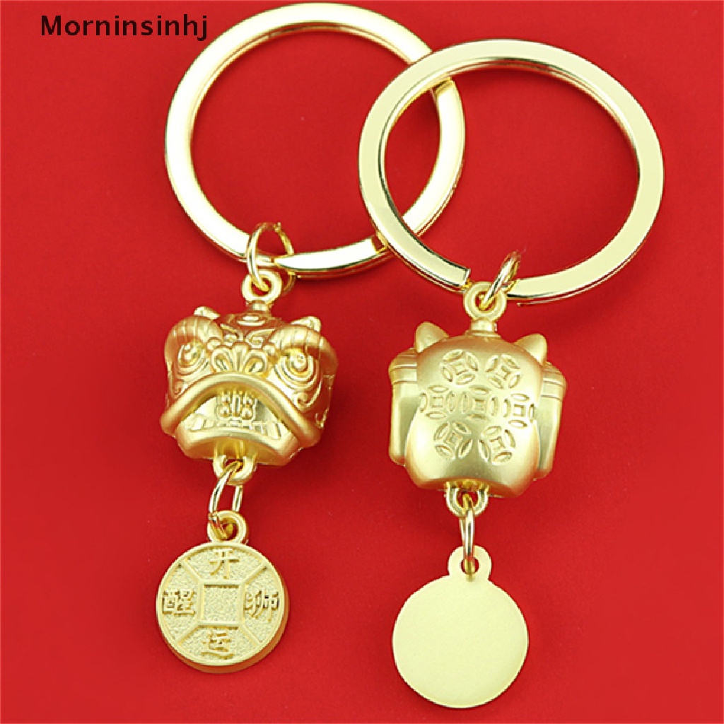 Mornin 2023tahun Baru Lion Dance Head Keychain Pendant Metal Lion King Key Chain Gantungan Kunci Hadiah id