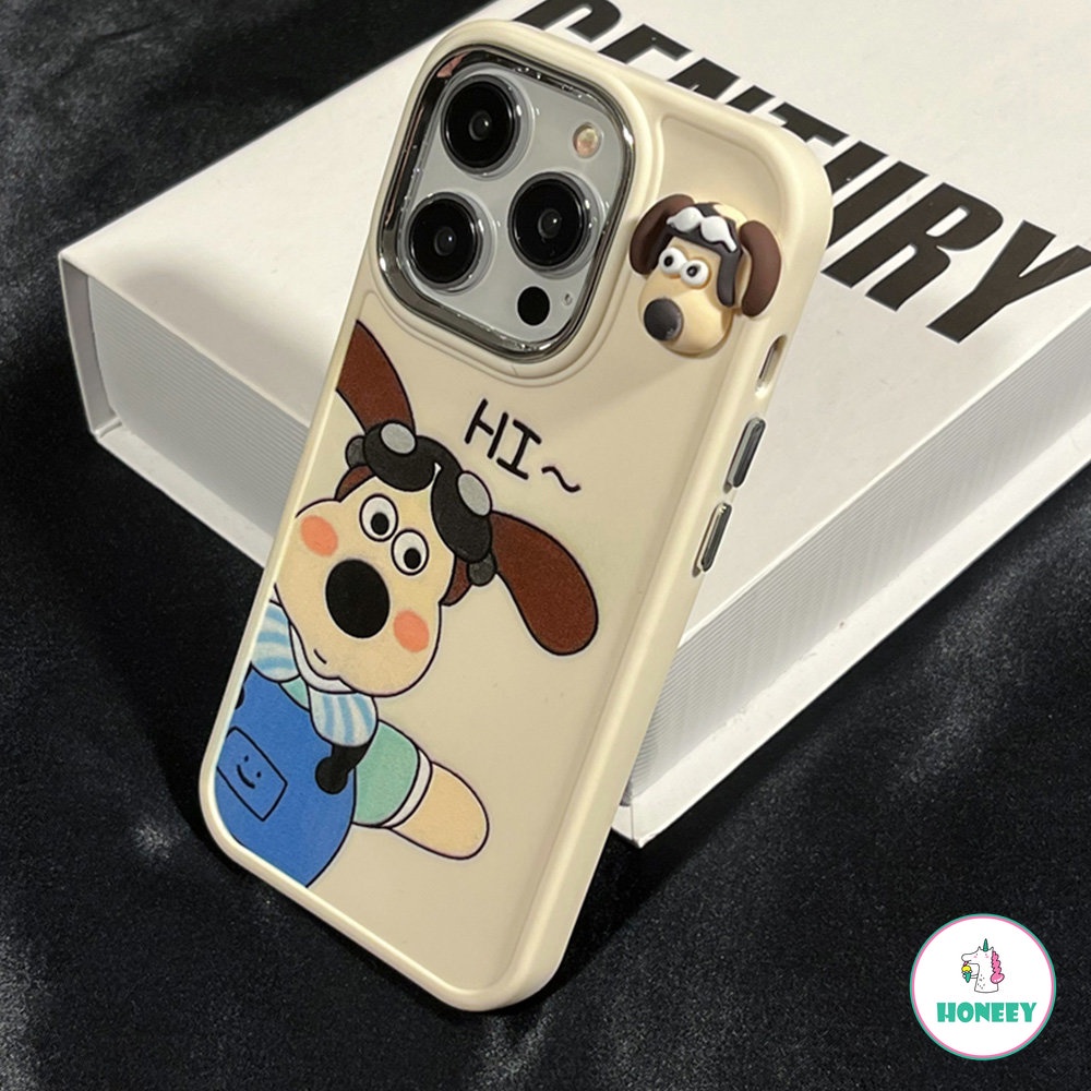 IPHONE Ucapan Lucu Kartun Anjing Case Kompatibel Untuk Iphone11 12 13 14 Pro Max Soft Case Logam Cair Silikon Penutup Pelindung