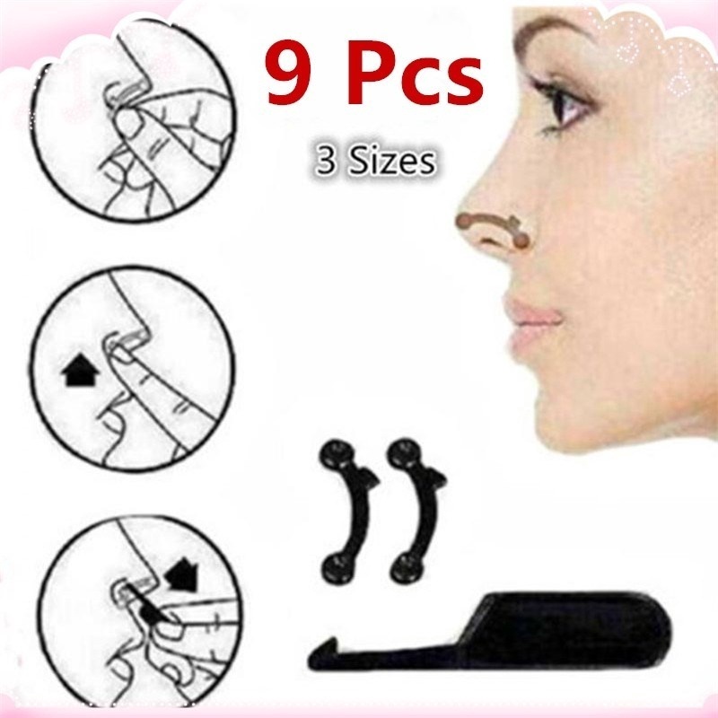 9PCS/Set 3 Sizes Beauty Nose Up Lifting Bridge Shaper Massage Tool No Pain Nose Shaping Clip Clippe