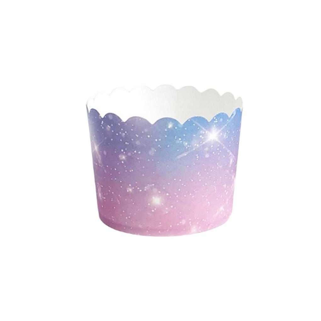 50 Pcs Gradien Muffin Cups Cupcake Cases Wrappers Rainbow Baking Liner Pesta Pernikahan Motif Kartun Tray Aksesoris