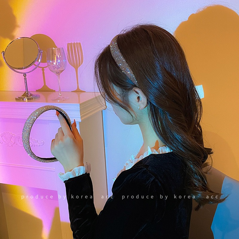 Bando Korea 2.5cm Impor dengan Aksen Kristal Permata Lucu Korean Crystal Headband Aksesoris Wanita