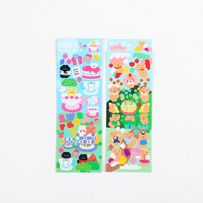 Mohamm 1lembar Glitter Lucu Kartun Manis Stiker Hias Pet Untuk Foto Kartu DIY Kolase Scrapbooking