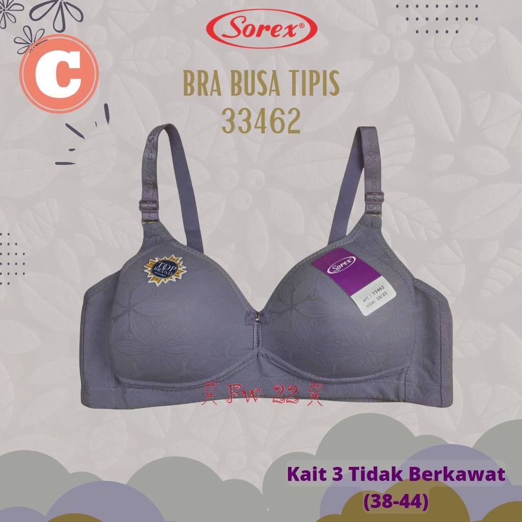 Bra Tanpa Kawat Sorex 33462 Cup C Busa Tipis dan Berbahan Katun Buat Sehari-hari