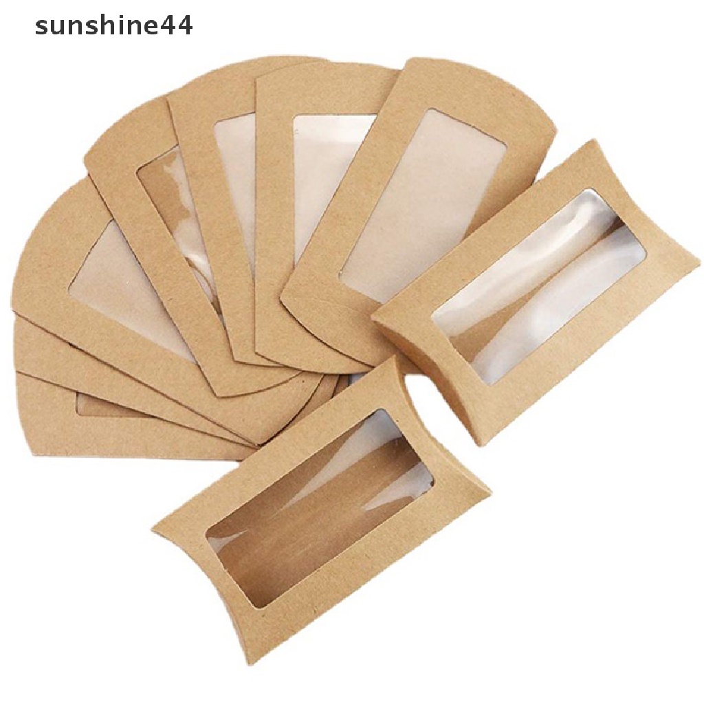 Sunshine 10Pcs Cookie Candy Box Dengan Jendela Wedding Kraft Paper Gift Packaging Boxes ID