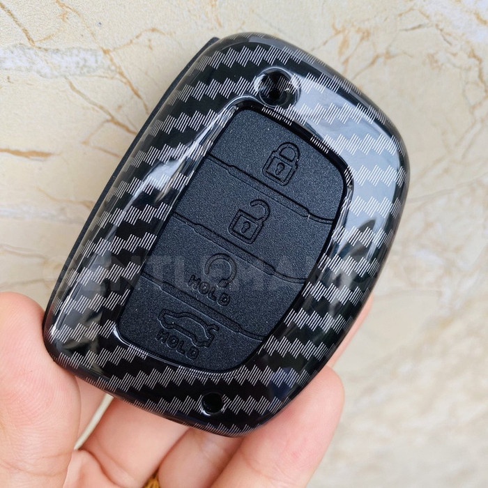 Cover Carbon Casing Smart Key Case Mobil Kunci Hyundai Creta / Stargazer
