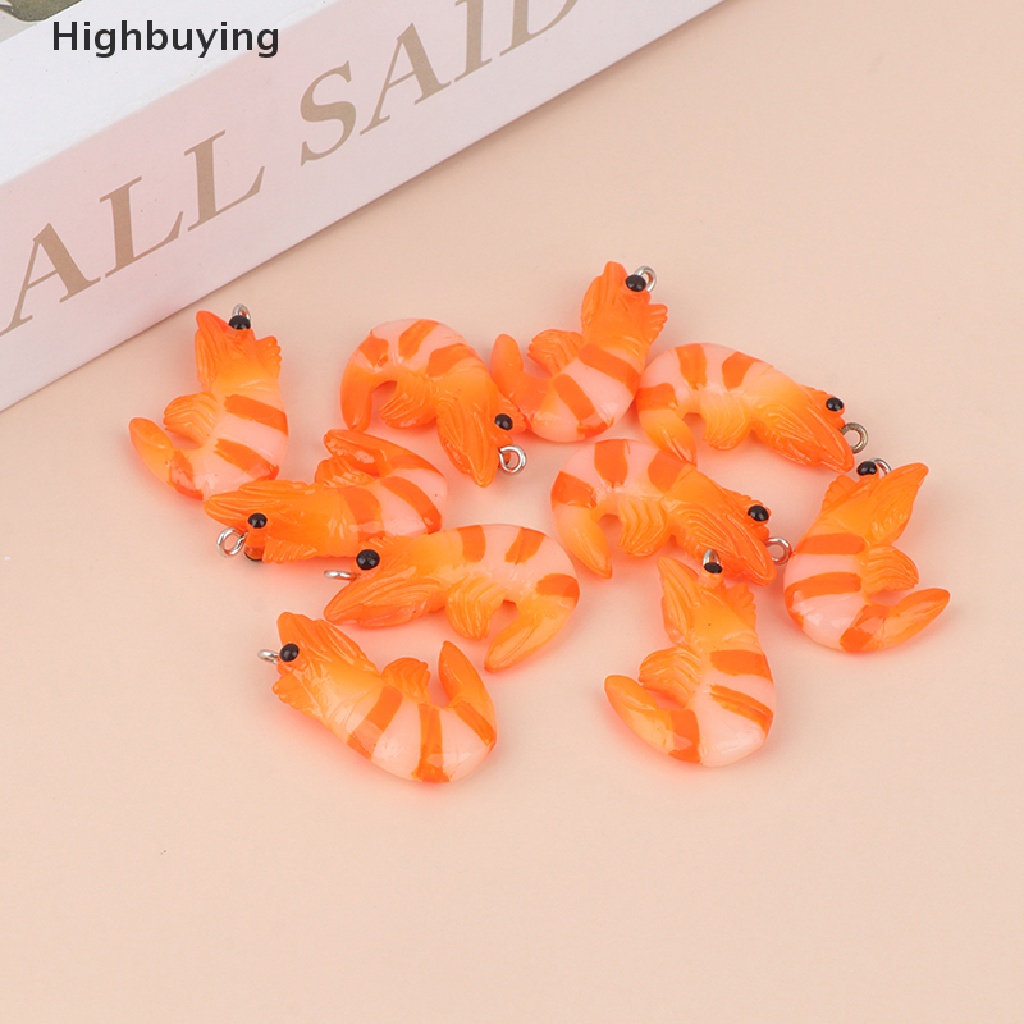 Hbid 10Pcs Ch Simulasi Udang 21x32mm Resin Liontin Untuk Anting Gelang Kalung Gantungan Kunci DIY Membuat Perhiasan Aksesoris Glory