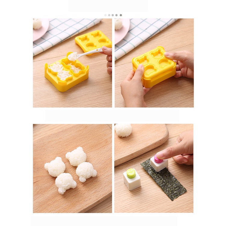 Cetakan Nasi Bento Beruang Mini 4 in 1 Bekal Anak Mini Bear Bento Mould