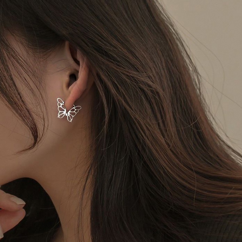 Goldkingdom Aksesoris Perhiasan Fashion Ready Stock Gaya Kupu-Kupu Wanita Sederhana Sen Sterling Silver Anting Desain Kecil