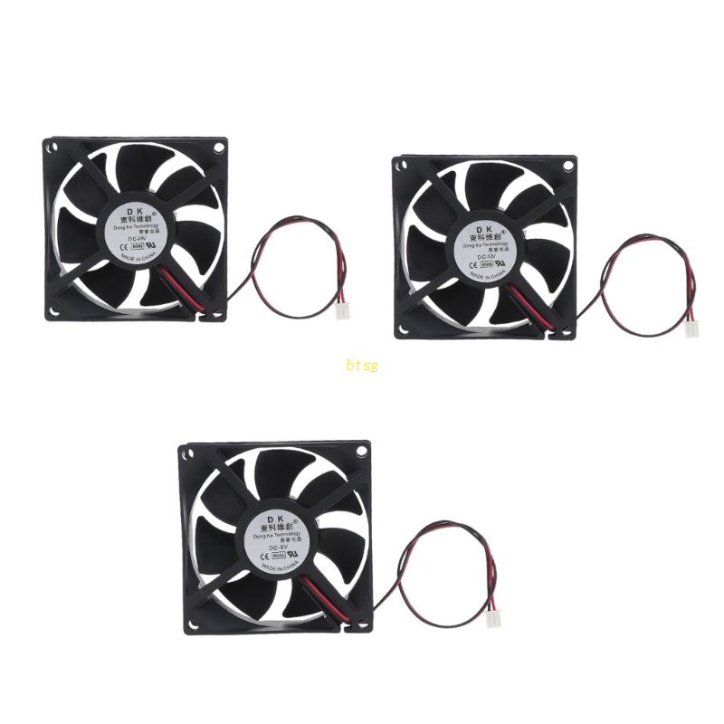 Bt 80x80x25mm CPU Cooling Fan 5V 12V 24V 2pin Silent Cooling Fan CPU Cooler Chassis Radiator Untuk Komputer Desktop 3300RP