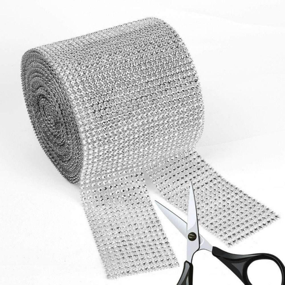 Mxbeauty Diamond Mesh Roll 2023isi 10yard Bendable Sparkle Faux Rhinestone Pita Bungkus Kue