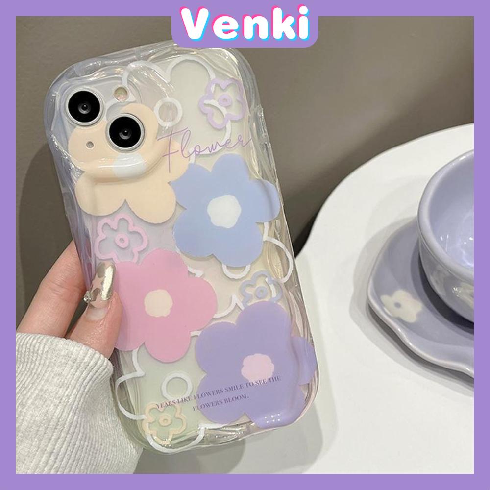 Case iPhone 11 Pro Max TPU Soft Clear Curved Wave Case Colorful Flower Camera Protection Shockproof For iPhone 14 13 12 11 Plus Pro Max 7 Plus X XR