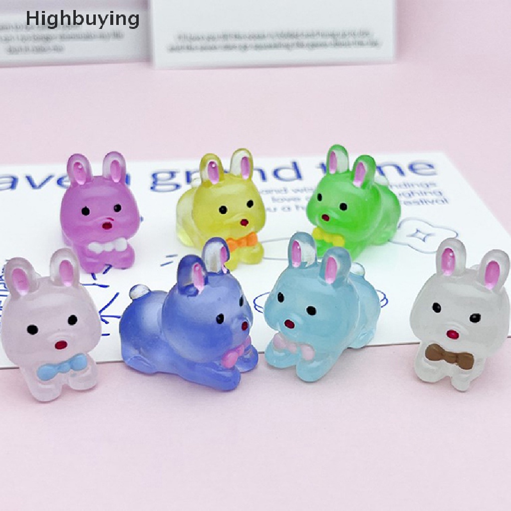 Hbid Mini Luminous Rabbit Micro Ornamen Miniatur Hewan Pot Dekorasi Hiasan Home Hare Micro World Accessories Glory