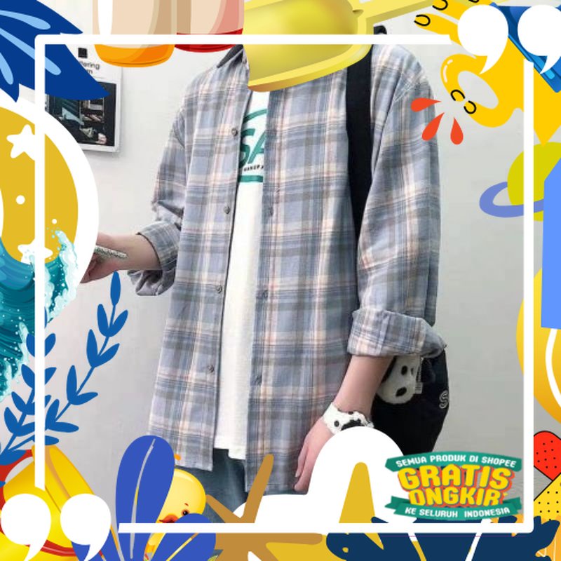 Paling Laris /Flannel shirt kemeja Flanel Pria Distro Kasual Korean style street styele Kemeja Flane
