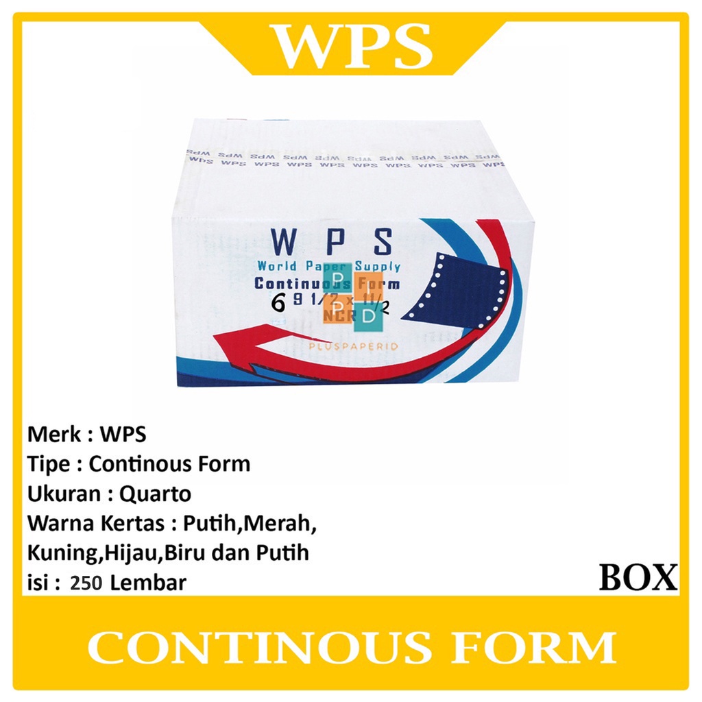 

WPS Continous Form 6 Ply 9 1/2 x 11/2 ( Quarto dibagi 2 ) NCR - Box