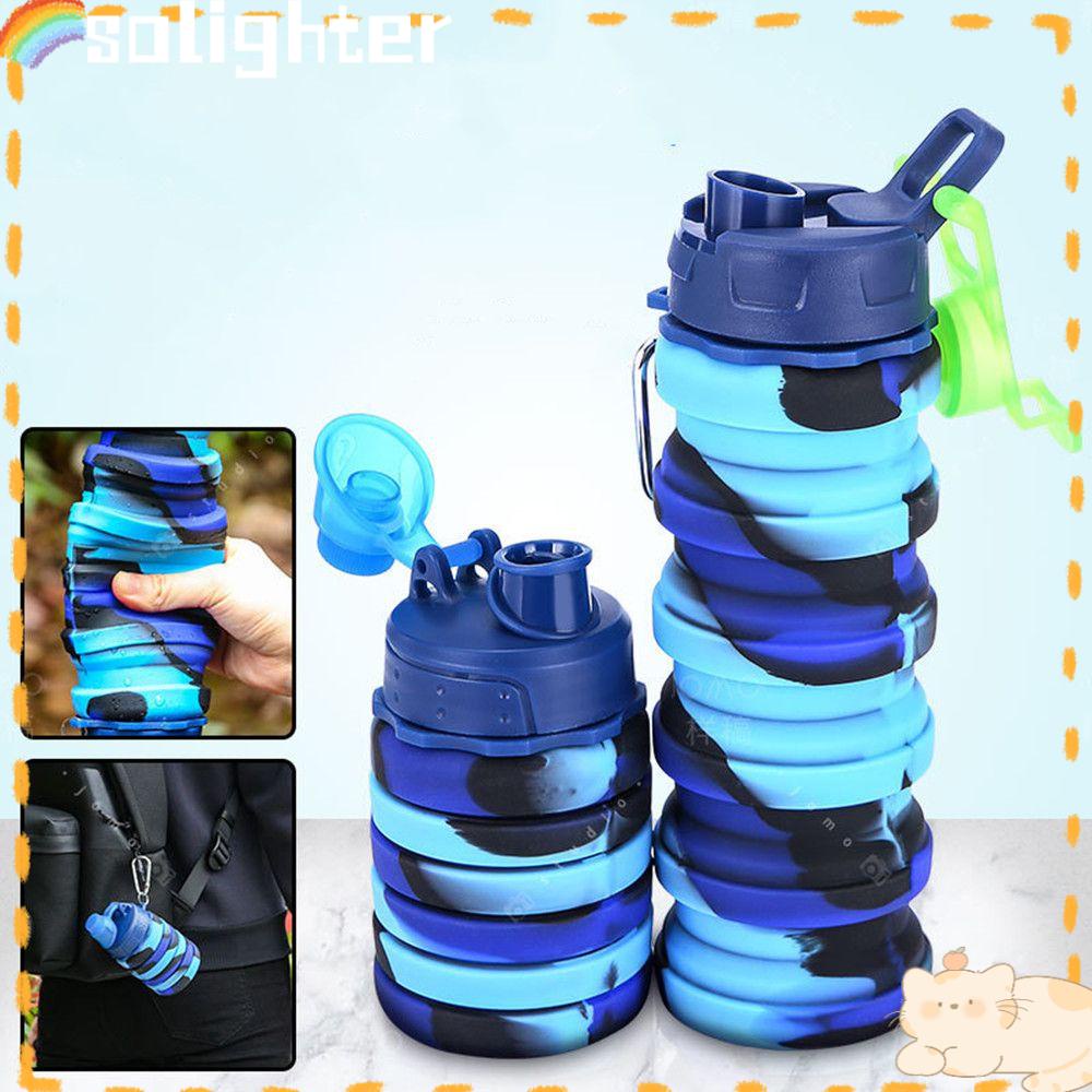 Solighter 500ML Gelas Silikon Portable Olahraga Outdoor Hiking Foldable