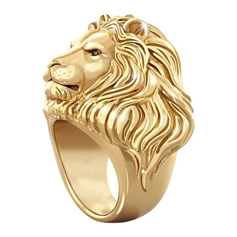 Goldkingdom Fashion Perhiasan Aksesoris Ready Stock Hip Hop Imperious African Lion Ring Eropa Dan Amerika Berlapis 18k Emas Asli Kadar 375 Kuning Berlian Cincin Untuk Pria